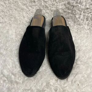 C est 1946 perforated faux suede slip on mules almond toe SZ10